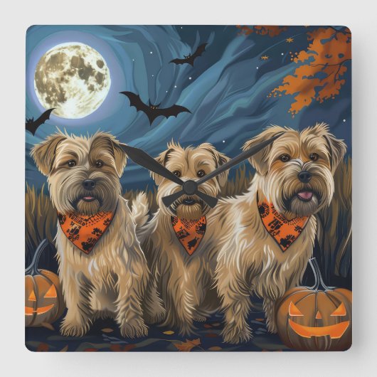 ウィートテリアハロウィン不気味 スクエア壁時計 (正面)