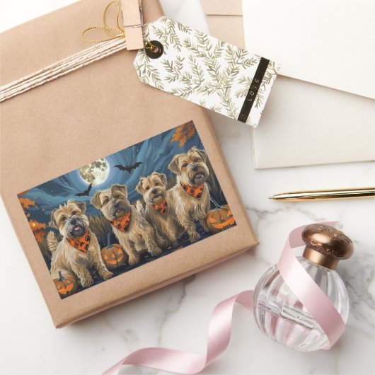 ウィートテリアハロウィン不気味 長方形シール (ギフト)