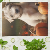 ウィートテリアパピーオータムデライトカボチャ キッチンタオル (折り畳み)