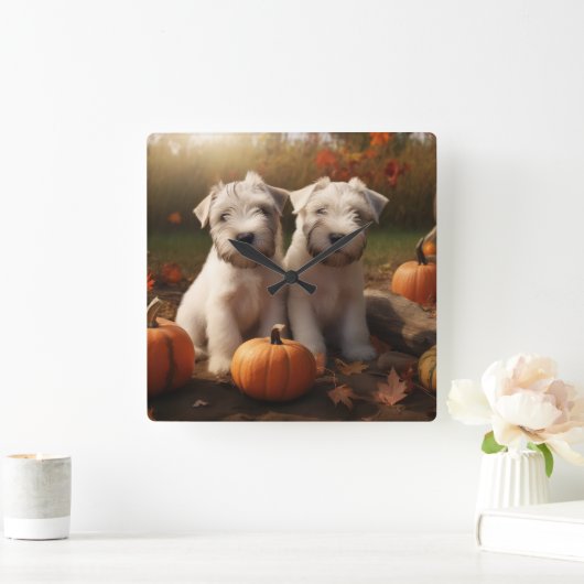 ウィートテリアパピーオータムデライトカボチャ スクエア壁時計 (ホーム)