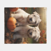 ウィートテリアパピーオータムデライトカボチャ フリースブランケット (正面(横))