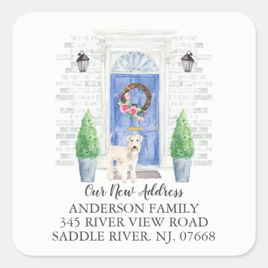 ウィートテリアブルードア新しい住所ラベル スクエアシール (正面)