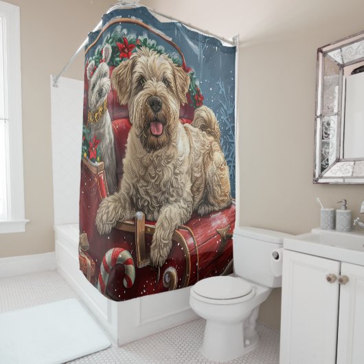 ウィートテリアードッグクリスマスフェスティバル シャワーカーテン (インサイチュ)