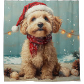 ウィートテリアードッグクリスマスヴィンテージビーチ シャワーカーテン (正面)