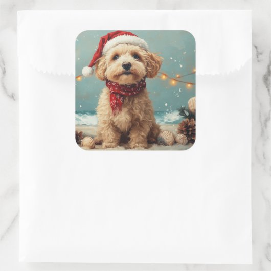 ウィートテリアードッグクリスマスヴィンテージビーチ スクエアシール (バッグ)