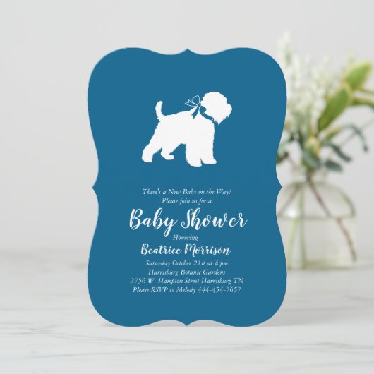 ウィートテリア犬ベビーシャワーブルーボーイ 招待状 (スタンド正面)