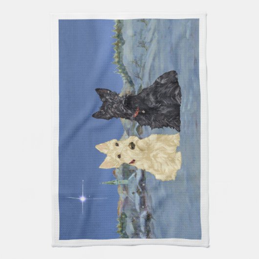 ウィートブラックスコットランドのクリスマス キッチンタオル (縦)