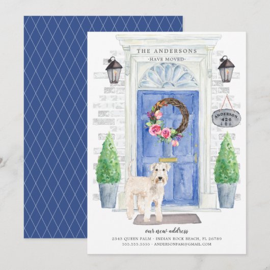 ウィートン・テリアのフロントドア引越しお知らせ 招待状 (正面/裏面)