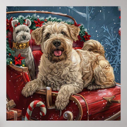ウィートン・テリア 犬 クリスマス フェスティブ ポスター (正面)