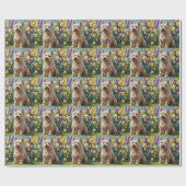 ウィートン・テリア 犬 春の花の絵画 ラッピングペーパー (フラット)