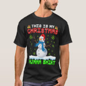 ウィードクリスマスシャツパジャマおもしろいス雪だるまリーフ Tシャツ (正面)