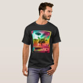 ウィードコア レトロ テレビ 80年代 90年代 猫 エステティック Tシャツ (正面フル)