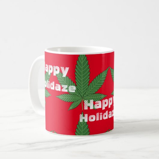 ウィードリーフクリスマスハッピーホリデーズ コーヒーマグカップ (正面左)