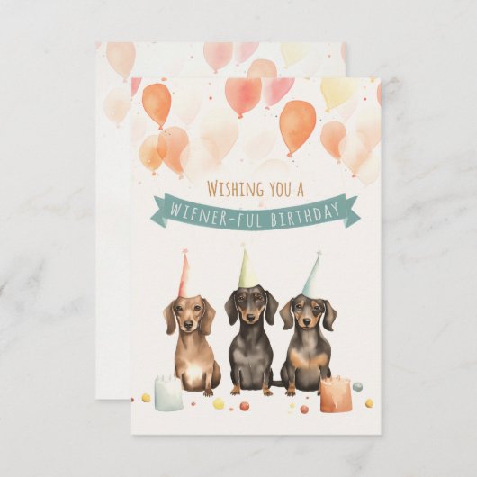 ウィーナーの誕生日を祈る – Dachshund Bday (正面/裏面)