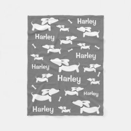 ウィーナーカスタムドッグ用ダシュントグレーブランケット フリースブランケット