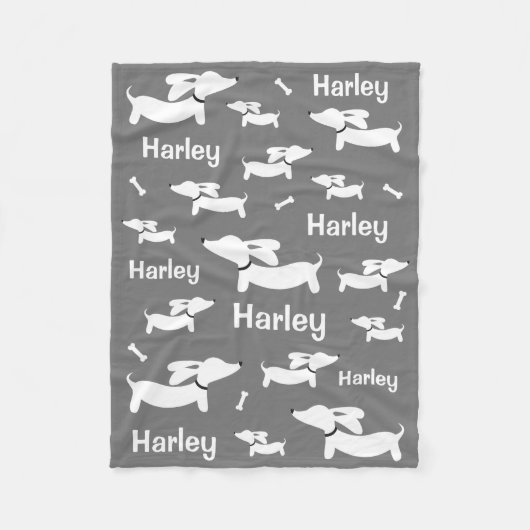 ウィーナーカスタムドッグ用ダシュントグレーブランケット フリースブランケット (正面)