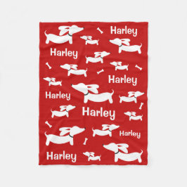 ウィーナーカスタムドッグ用ダシュント赤ブランケット フリースブランケット