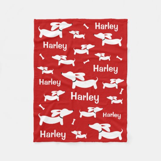 ウィーナーカスタムドッグ用ダシュント赤ブランケット フリースブランケット (正面)