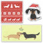 ウィーナードッグズクリスマス | Dachshund Holidayスタンプ シール (正面)