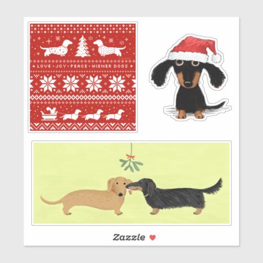 ウィーナードッグズクリスマス | Dachshund Holidayスタンプ シール (シート)