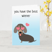 ウィーナー最高のラブドッグの記念日 カード (黄色い花)