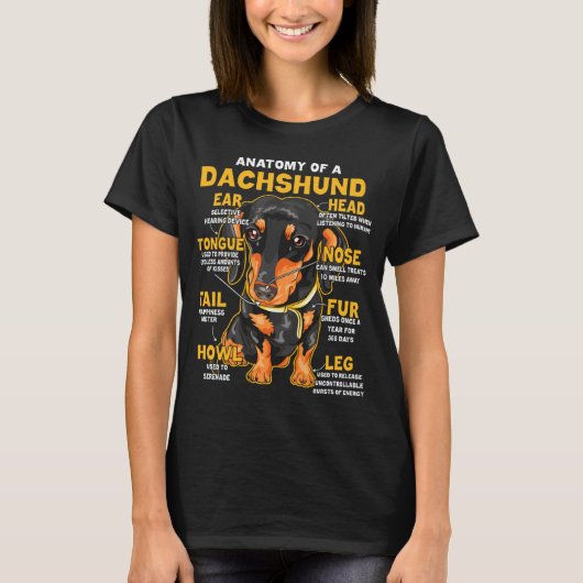 ウィーナー犬のためのダシュントの解剖学 Tシャツ (正面)