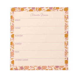 ウィーパーソナライズされたクリープランナーヴィンテージオレンジフローラ ノートパッド