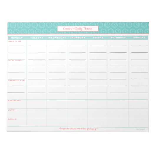 ウィーパーソナライズされたクリープランナー ノートパッド (正面)