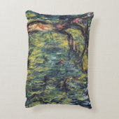 ウィーピングウィローバイクロードモネヴィンテージファインアート アクセントクッション (裏面(縦))
