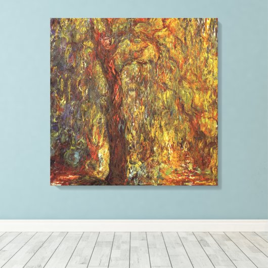 ウィーピングウィローバイクロードモネヴィンテージファインアート キャンバスプリント (インサイチュ (ウッドフロア))