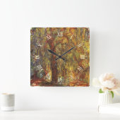 ウィーピングウィローバイクロードモネヴィンテージファインアート スクエア壁時計 (ホーム)