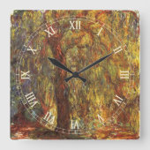 ウィーピングウィローバイクロードモネヴィンテージファインアート スクエア壁時計 (正面)
