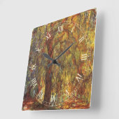 ウィーピングウィローバイクロードモネヴィンテージファインアート スクエア壁時計 (傾斜)