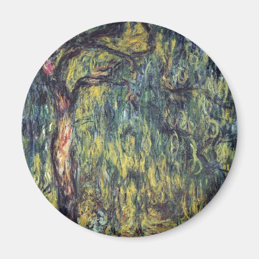 ウィーピングウィローバイクロードモネヴィンテージファインアート マグネット (正面)