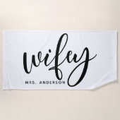 ウィーフェイブラック&ホワイト新婚の花嫁 ビーチタオル (正面)