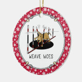 ウィーブウォーズ – 敏捷性におもしろい刺さった犬の輪 セラミックオーナメント (左)