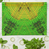 ウィーブマンダライエローとグリーン キッチンタオル (折り畳み)