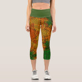 ウィーブマンダライエローオレンジとグリーン カプリレギンス (正面)