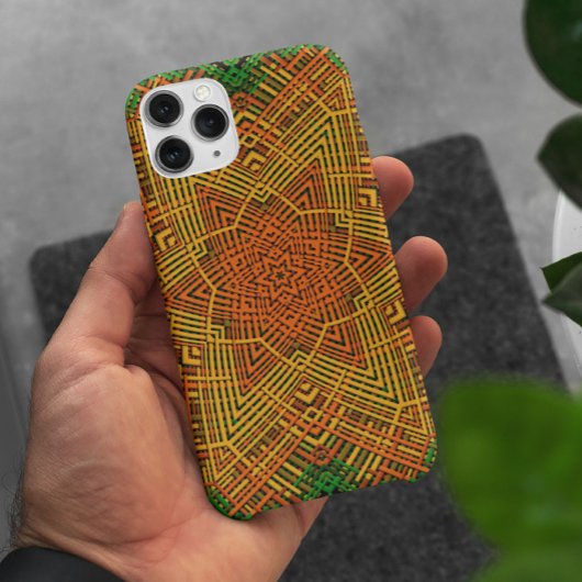 ウィーブマンダライエローオレンジとグリーン Case-Mate iPhoneケース