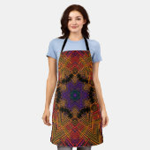 ウィーブマンダライエローオレンジと紫 エプロン (着用した状態)