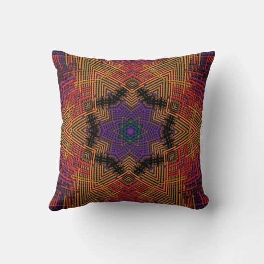 ウィーブマンダライエローオレンジと紫 クッション (裏面)