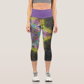 ウィーブマンダライエローピンクとグリーン カプリレギンス (正面)