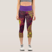 ウィーブマンダライエローピンクと紫 カプリレギンス (正面)