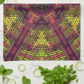 ウィーブマンダライエローピンクと紫 キッチンタオル (折り畳み)