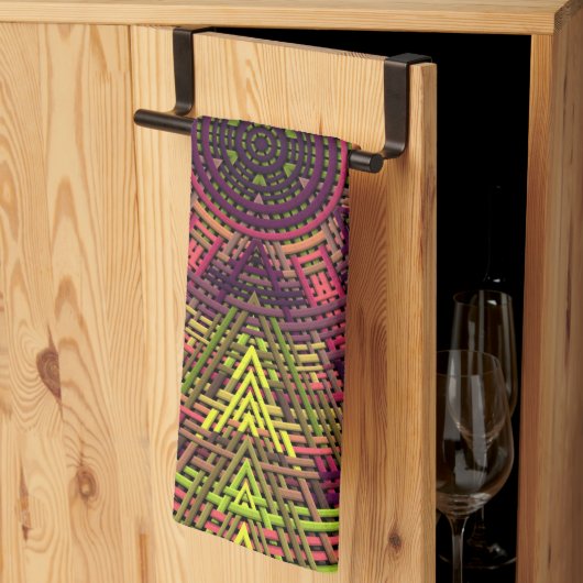 ウィーブマンダライエローピンクと紫 キッチンタオル (三つ折り)