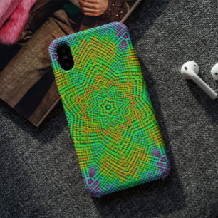 ウィーブマンダラオレンジグリーンとブルー iPhone 11 ケース