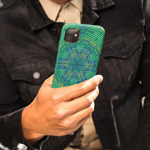 ウィーブマンダラグリーンとブルー iPhone 11 ケース