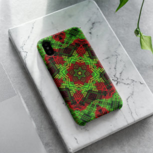 ウィーブマンダラグリーンと赤 iPhone 11 ケース