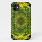 ウィーブマンダラグリーンイエローとブラック Case-Mate iPhoneケース (裏面)
