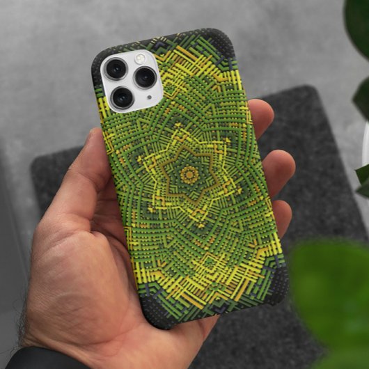 ウィーブマンダラグリーンイエローとブラック Case-Mate iPhoneケース